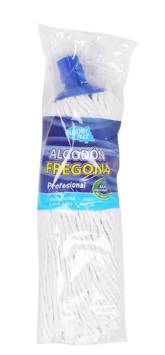 Supernet Fregona de Algodón 220 g, Mopa de Alta Absorción para Limpieza (24 Unidades)