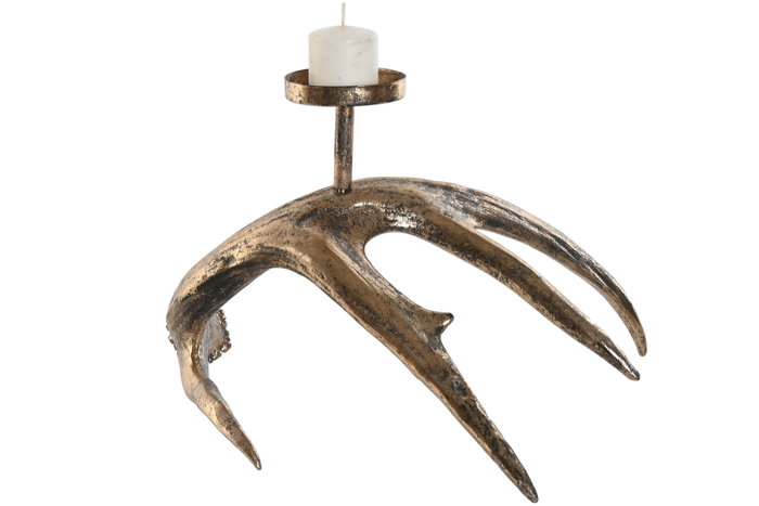 DKD Home Decor Candelabro de Resina Cuerno Envejecido Dorado