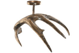 DKD Home Decor Candelabro de Resina Cuerno Envejecido Dorado