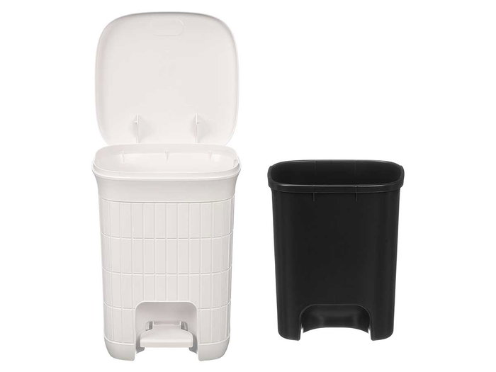 Stefanplast Papelera Domus Pequeña Blanca 6 Litros con Pedal y Cubo Extraíble, 20.5x27x20.5 cm (Set de 6)