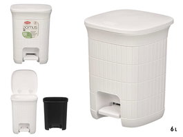 Stefanplast Papelera Domus Pequeña Blanca 6 Litros con Pedal y Cubo Extraíble, 20.5x27x20.5 cm (Set de 6)