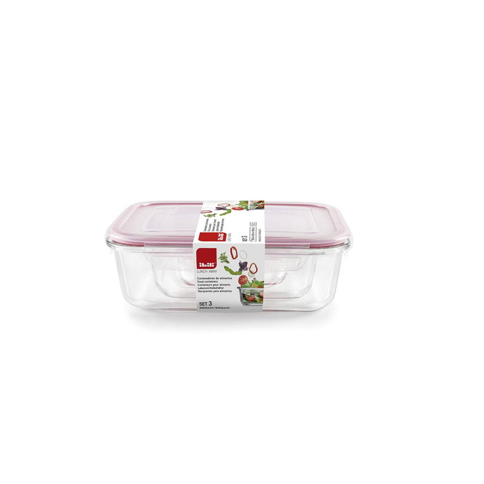Ibili Set de 3 fiambreras de borosilicato (180 ml, 650 ml, 1500 l)