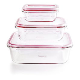 Ibili Set 3 Fiambreras Borosilicato con Juntas de Silicona 180 ml, 650 ml y 1500 L, Aptas para Horno y Congelador