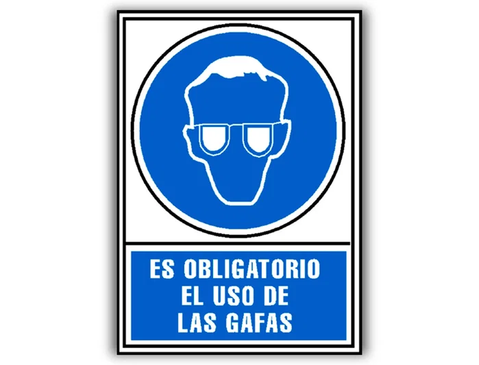 Archivo 2000 Señal Obligatorio Uso de Gafas PVC Azul Luminiscente 210x297 mm