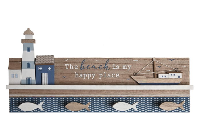 DKD Home Decor Perchero Mediterraneo Natural Azul Marino 5 x 18 x 40 cm (4 Unidades) DKD Home Decor Perchero Mediterraneo Natural Azul Marino 5 x 18 x 40 cm (4 Unidades)