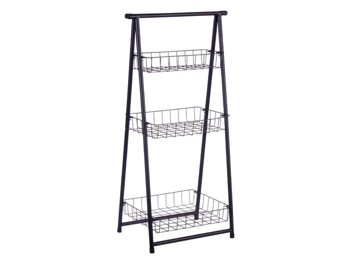Kinvara Estanteria Metalica Escalera Negra 3 Pisos 48 x 8.5 x 38 cm