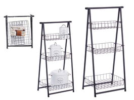 Kinvara Estanteria Metalica Escalera Negra 3 Pisos 48 x 8.5 x 38 cm