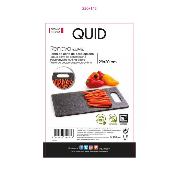 Tabla Corte Polipropileno Renova Quarz Quid 29x20x0,55 cm