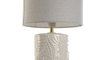 DKD Home Decor Lámpara de sobremesa de gres y lino Blanco