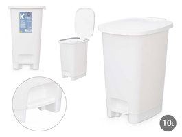Arte Regal Papelera 10L Pedal Blanca 21x33x28cm con Tapa y Pedal de Plástico (Set de 8)