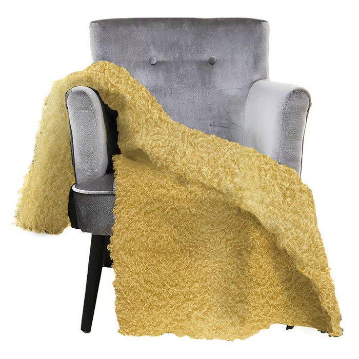 DKD Home Decor Boucle 2c24 Manta para Sofá Mostaza 170 x 130 cm (2 Unidades)