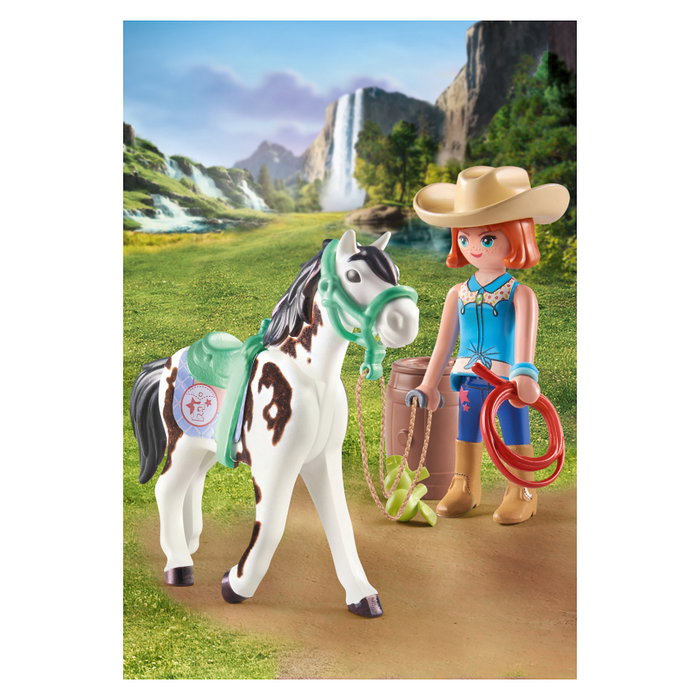 Playmobil 71358 Horses of Waterfall - Ellie & Sawdust mit Westernübung Set de Figuras de Juguete Disney, 4 Piezas, Multicolor, Edad 5+