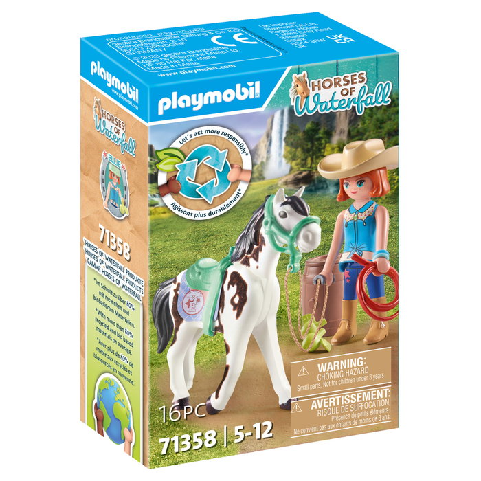 Playmobil 71358 Horses of Waterfall - Ellie & Sawdust mit Westernübung Set de Figuras de Juguete Disney, 4 Piezas, Multicolor, Edad 5+