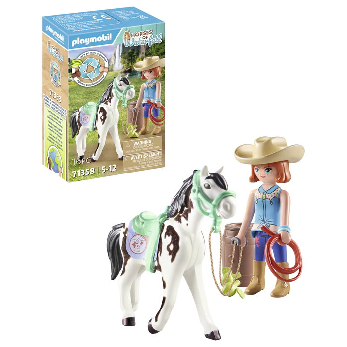 Playmobil 71358 Horses of Waterfall - Ellie & Sawdust mit Westernübung Set de Figuras de Juguete Disney, 4 Piezas, Multicolor, Edad 5+