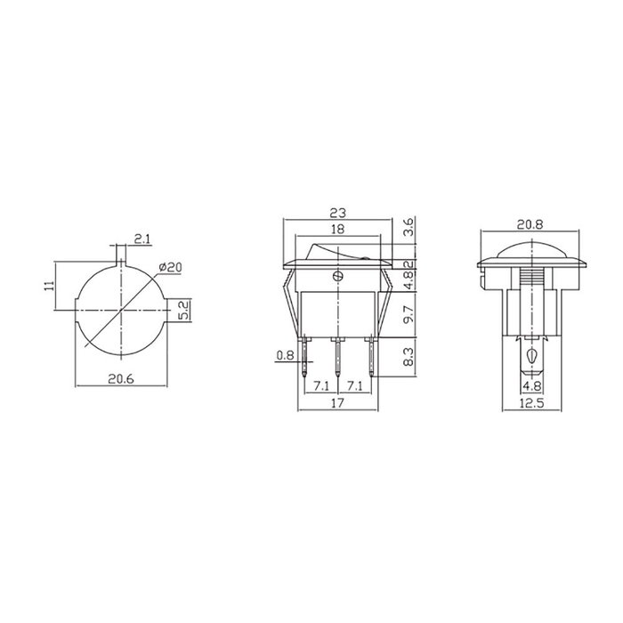 Edm Interruptor de balancin 6,5a 250v con piloto luminoso negro