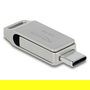 DeLOCK Lápiz de Memoria USB 256GB USB-C + USB-A USB 3.2 Gen 1 (5 Gbps), Carcasa de Metal Giratoria, 116 MB/s Lectura