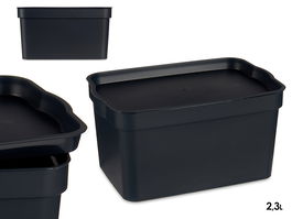 Kipit Caja Plástico con Tapa 2,3L Antracita 13.5x11x20 cm (Set de 24)
