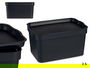 Kipit Caja Plástico con Tapa 2,3L Antracita 13.5x11x20 cm (Set de 24)