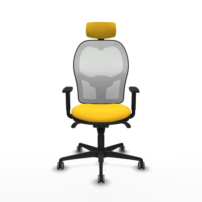 PIQUERAS Y CRESPO Silla de oficina Jorquera con mecanismo Sincro, Similpiel Amarillo y Malla Blanca PIQUERAS Y CRESPO Silla de oficina Jorquera con mecanismo Sincro, Similpiel Amarillo y Malla Blanca