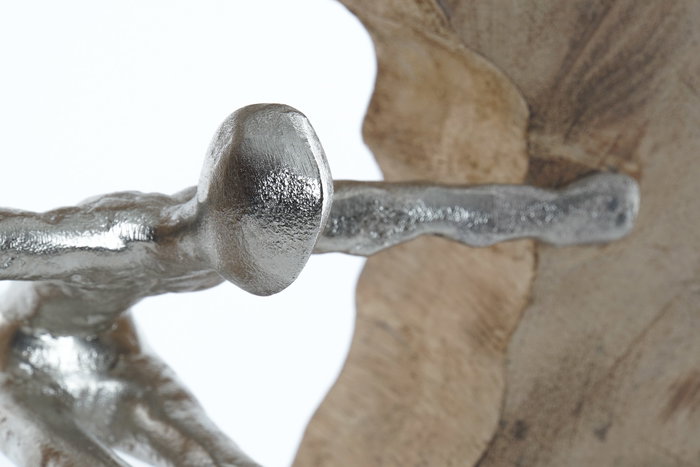 DKD Home Decor Figura de Persona en Mango y Aluminio, Natural y Plateado