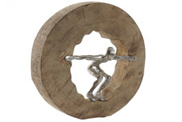 DKD Home Decor Figura de Persona en Mango y Aluminio, Natural y Plateado
