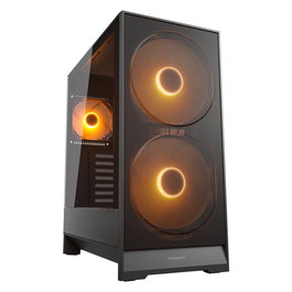 COUGAR CGR-5VA4B-RGB Airface 180 Midi Tower Negro, con ARGB, Ventana de Vidrio Templado, 3 Ventiladores Preinstalados