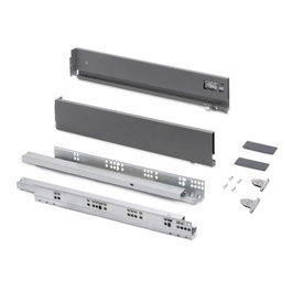 Emuca Cajón exterior Vertex con regulación 3D de altura 93mm, 60kg, profundidad 500mm, Acero, Gris antracita