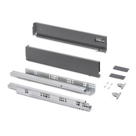 Emuca Cajón exterior Vertex con regulación 3D de altura 93mm, 60kg, profundidad 500mm, Acero, Gris antracita