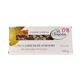 La Campesina Turron Chocolate Almendra Sin Azúcar Añadido 185 Gr Sin Gluten