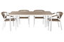 DKD Home Decor Set de Comedor de 7 Piezas de Aluminio con 6 Sillas