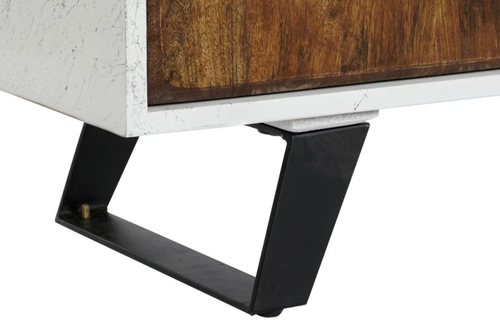 DKD Home Decor Mueble TV Moderno Blanco Marron Oscuro 135 x 51 x 35 cm