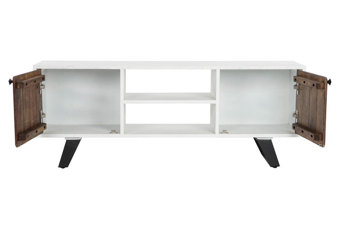 DKD Home Decor Mueble TV Moderno Blanco Marron Oscuro 135 x 51 x 35 cm