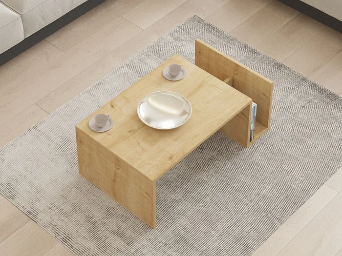 MEMO Mesa de Centro Roble Zafiro, Tapa Elevable con Almacenamiento Integrado, 86.8 cm Ancho x 32.4 cm Profundidad x 50 cm Alto