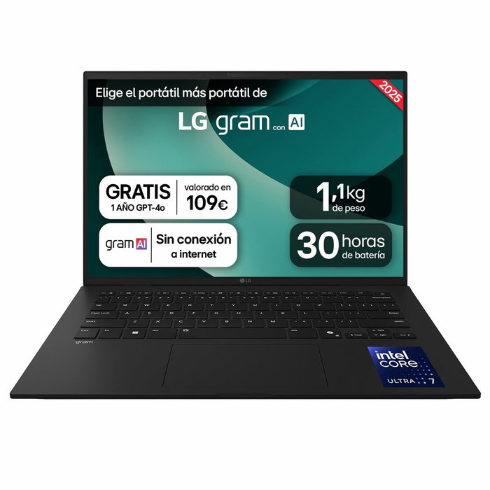 LG Gram 14Z90T-G.AD8BB Intel Core Ultra 7, 32GB, 2TB SSD, 14 pulgadas, Negro