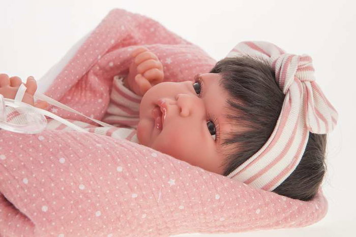 Antonio Juan - Muñeca recién nacida Baby Toneta con mantita y lazo, cuerpo vinilo, 33 cm, incluye diadema, chupete, ropa y manta