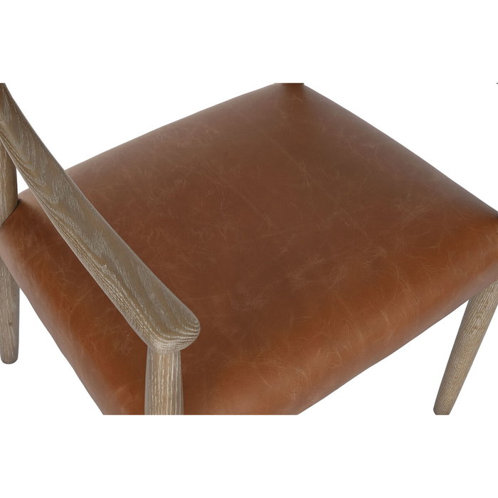 DKD Home Decor Sillón Urban, Fresno y Piel, Blanco Decapé, Estilo Horeca, 57 x 74 x 59 cm - Colección Top Chairs 2c24