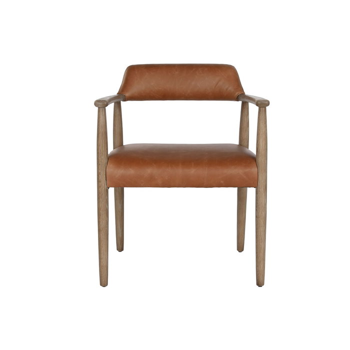 DKD Home Decor Sillón Urban, Fresno y Piel, Blanco Decapé, Estilo Horeca, 57 x 74 x 59 cm - Colección Top Chairs 2c24