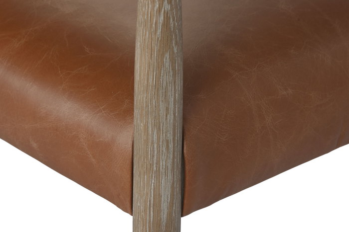 DKD Home Decor Sillón Urban, Fresno y Piel, Blanco Decapé, Estilo Horeca, 57 x 74 x 59 cm - Colección Top Chairs 2c24