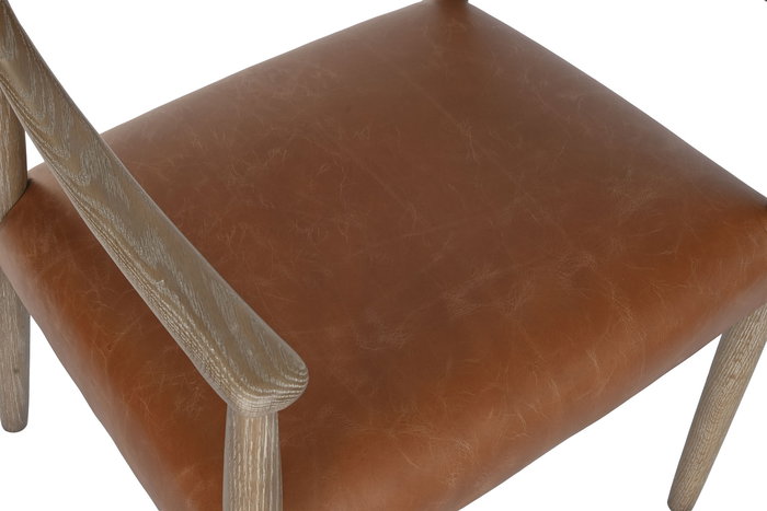 DKD Home Decor Sillón Urban, Fresno y Piel, Blanco Decapé, Estilo Horeca, 57 x 74 x 59 cm - Colección Top Chairs 2c24