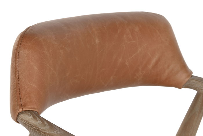 DKD Home Decor Sillón Urban, Fresno y Piel, Blanco Decapé, Estilo Horeca, 57 x 74 x 59 cm - Colección Top Chairs 2c24