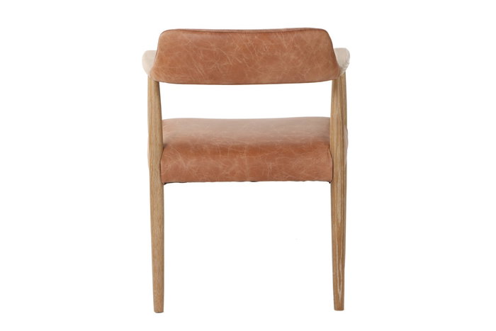 DKD Home Decor Sillón Urban, Fresno y Piel, Blanco Decapé, Estilo Horeca, 57 x 74 x 59 cm - Colección Top Chairs 2c24