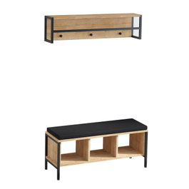 Hanah Home Recibidor Roble y Negro con Estante de Pared 100cm