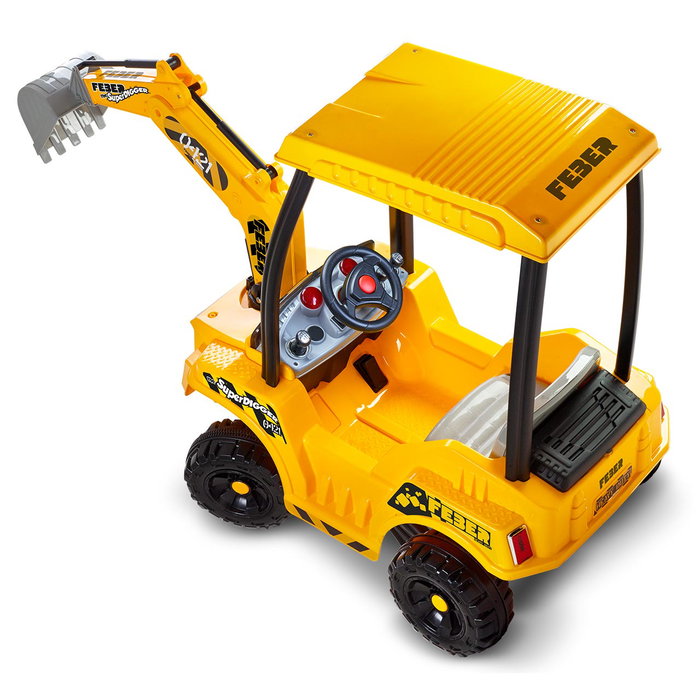 Feber Super Digger 8/12320 - Excavadora Eléctrica 12V para Niños +3 Años, con Batería, Movimiento Realista de Pala y Brazo, Volante, Dimensiones 164x68x108 cm (Largo x Ancho x Alto)