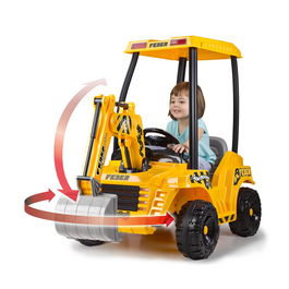 Feber Super Digger 8/12320 - Excavadora Eléctrica 12V para Niños +3 Años, con Batería, Movimiento Realista de Pala y Brazo, Volante, Dimensiones 164x68x108 cm (Largo x Ancho x Alto)