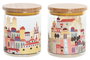 DKD Home Decor Bote de Borosilicato 700 ml Casitas