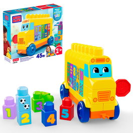 MEGA BLOKS Autobús Construye Y Cuenta Jkg34 - Juguete de construcción con 45 piezas, números 1-10, para aprender a contar +12 meses