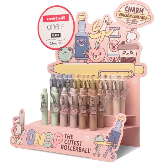 UNI-BALL One P Charms Edición Limitada Expositor de 30 Bolígrafos Retráctiles 0,5 mm Colores Surtidos
