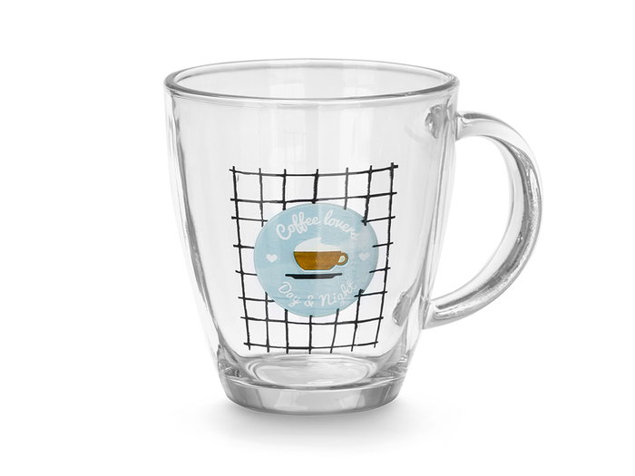 Vivalto Taza Vidrio Coffee Lovers 370 ml Transparente Vidrio 12x10.3x9 cm (Set de 24)