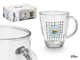 Vivalto Taza Vidrio Coffee Lovers 370 ml Transparente Vidrio 12x10.3x9 cm (Set de 24)