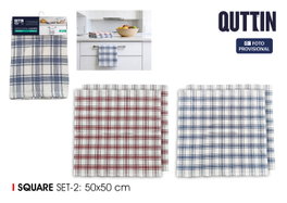 Inde Set de 12 Paños de Cocina Algodón Squares 50x50 cm